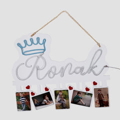 Personalized Name Neon With Crown & Photos