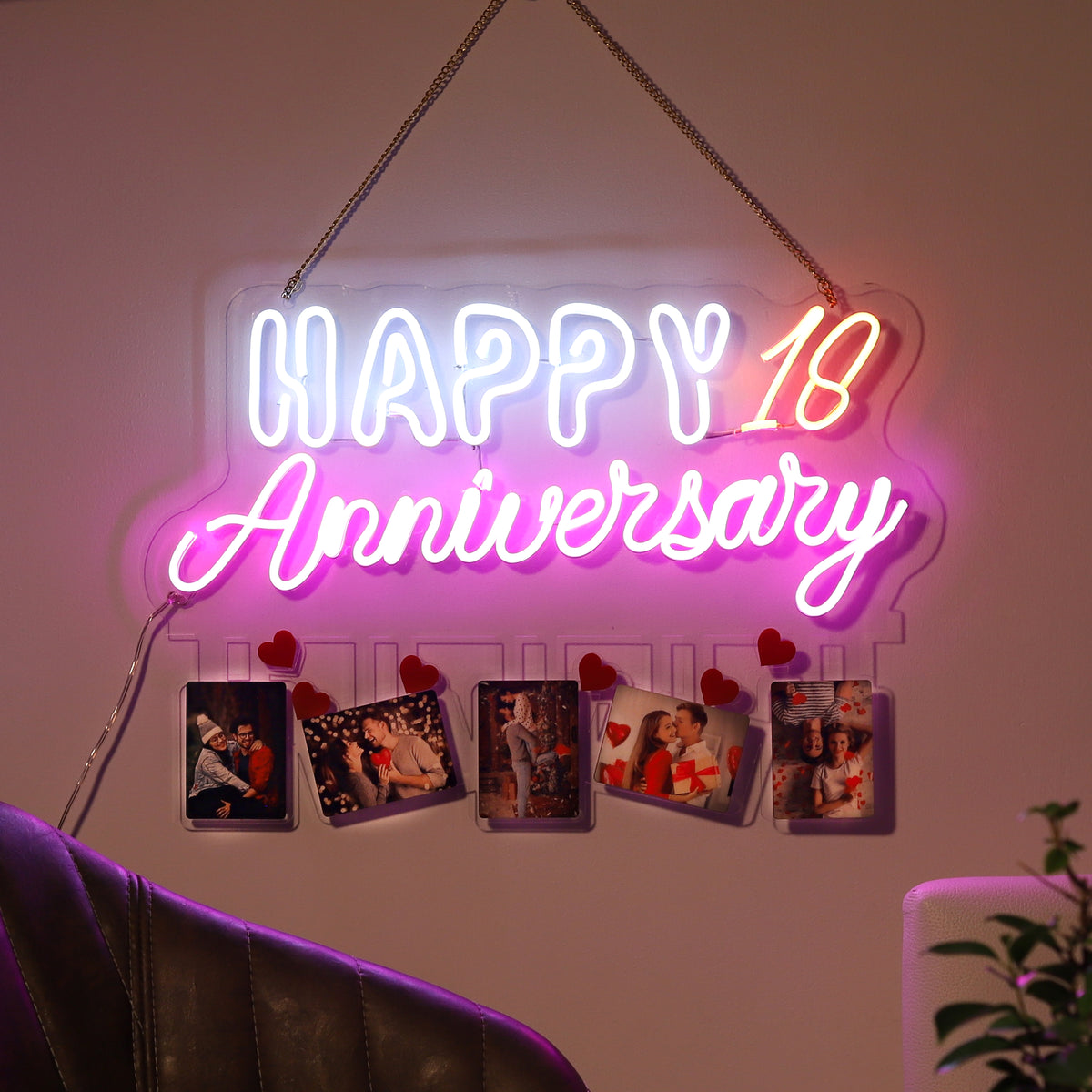 Personalized Happy Anniversary Neon With Year